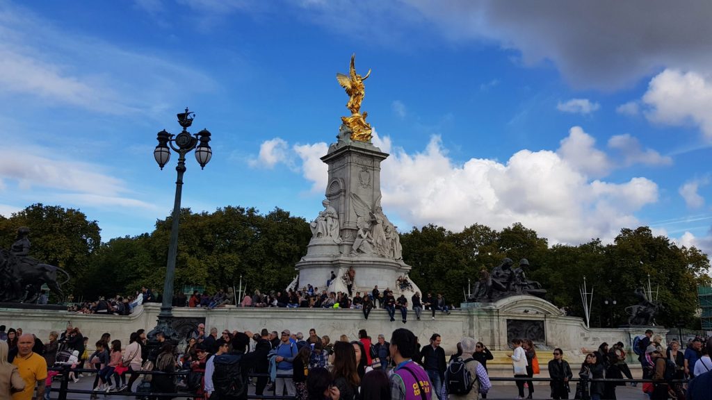 The Victoria Monument stands proudly in front of Buckingham Palace, honoring a queen and an era.