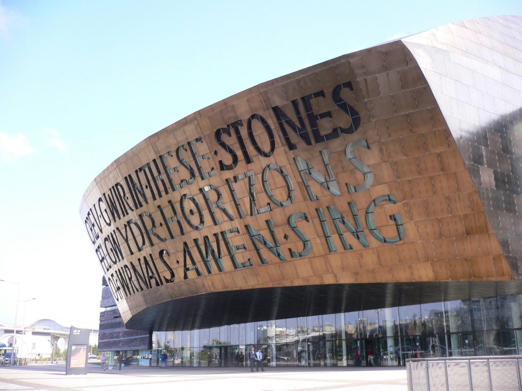 Wales Millennium Centre – where art, culture, and architecture come together under the iconic words that echo Welsh pride and creativity.